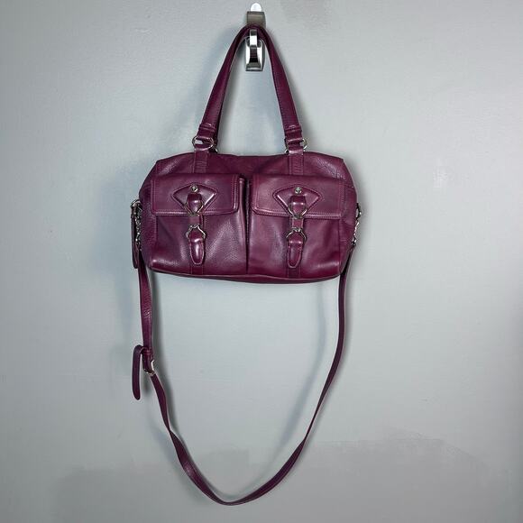 Cole Haan satchel bag burgundy red medicine bag satchel leather medium horse bit - Picture 5 of 13